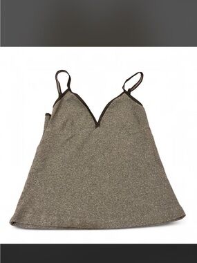 Brandy Melville Grey Tank Top V-Neck Cami with Black Contrast Trim